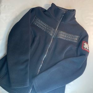 Women's Spyder Core Sweater Jacket Black Full Zip Cable Knit Zipped Pockets Sz L